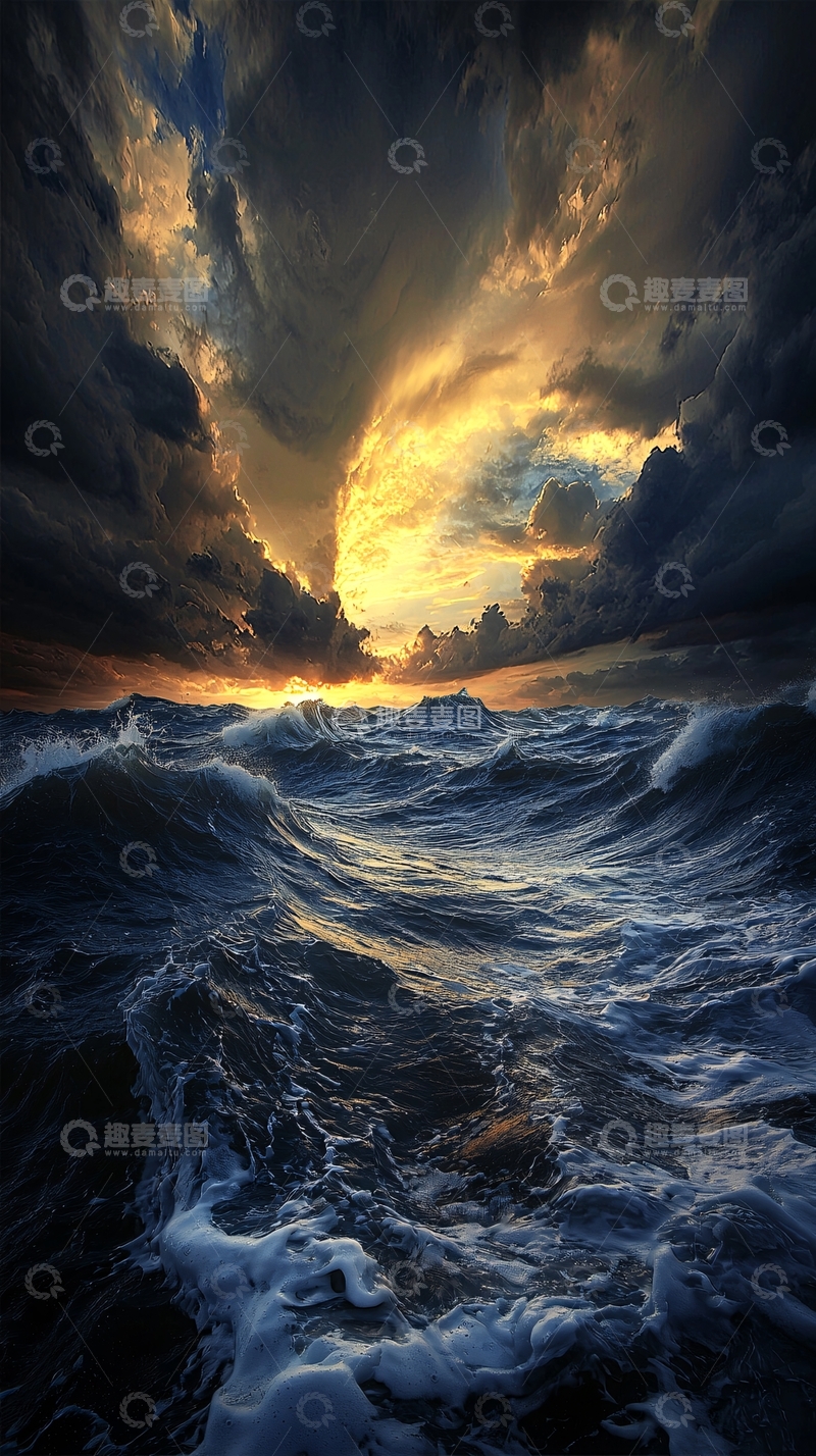 高清大图下载【趣麦麦图】波涛汹涌的海洋风暴