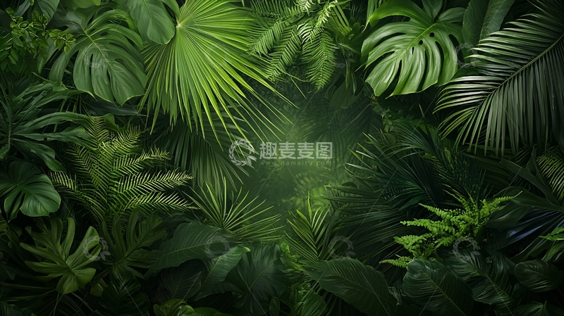 高清大图下载【趣麦麦图】茂盛的绿色热带植物群