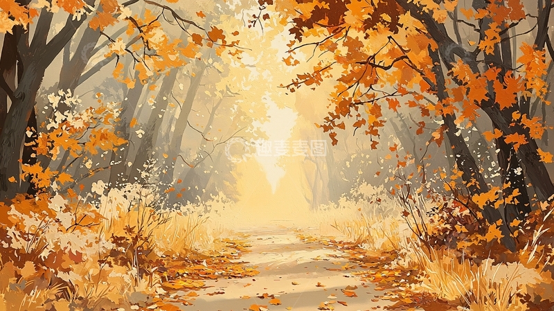 高清大图下载【趣麦麦图】秋日阳光洒满的树林