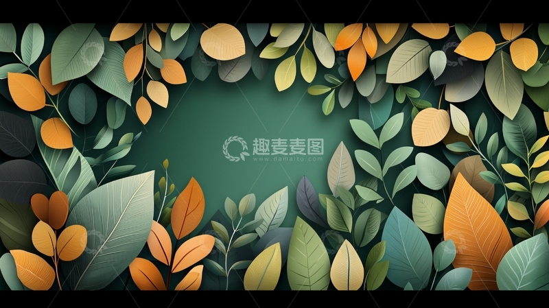 绿色叶子环绕的背景