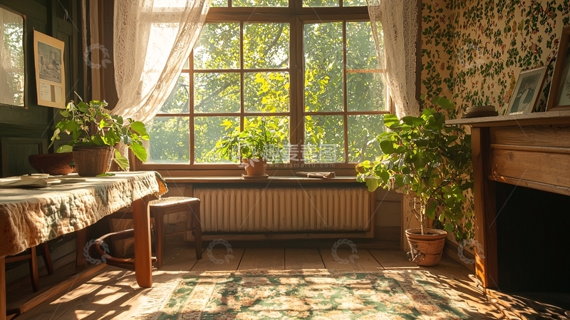 高清大图下载【趣麦麦图】阳光洒进房间的窗边