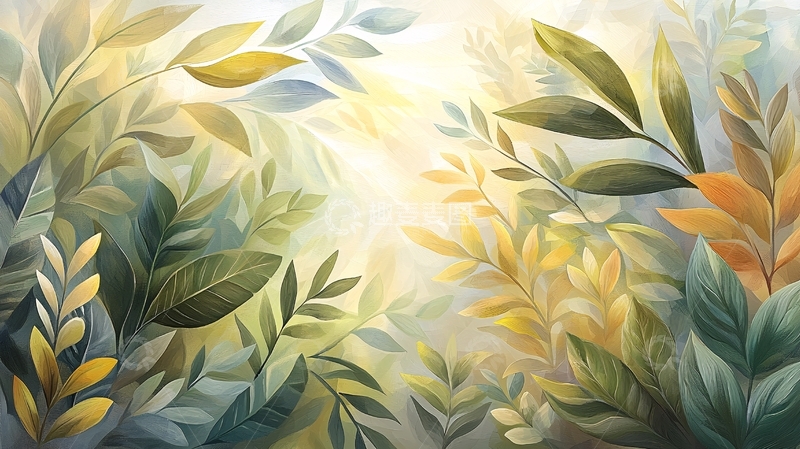 高清大图下载【趣麦麦图】柔和光线下植物插画