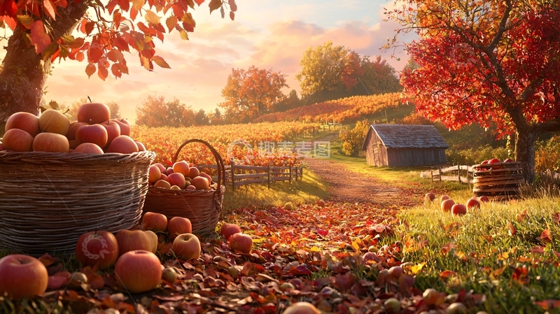 高清大图下载【趣麦麦图】秋日田园丰收的景象