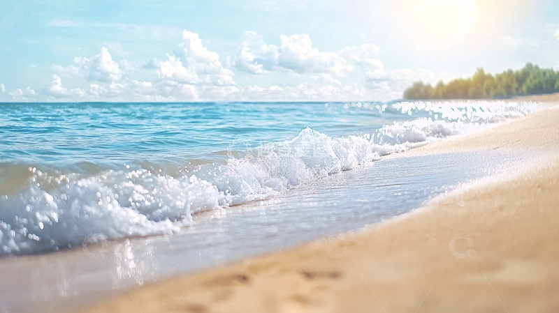 高清大图下载【趣麦麦图】碧海金沙阳光明媚的海岸风光