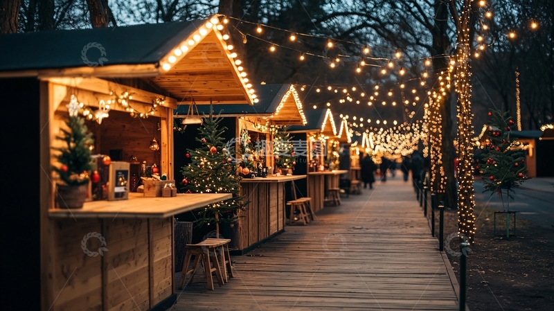 节日市场灯光夜景