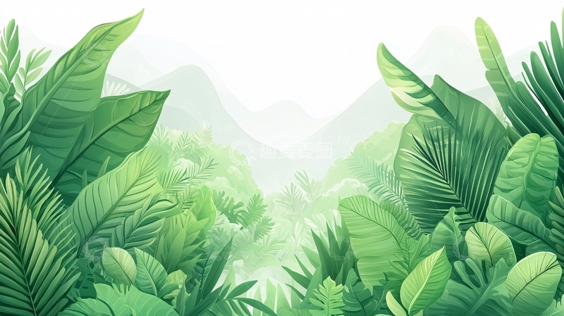 高清大图下载【趣麦麦图】绿色热带植物背景