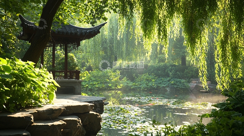 高清大图下载【趣麦麦图】中式庭院高清图片