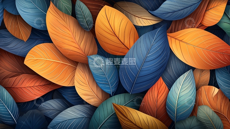 高清大图下载【趣麦麦图】彩色树叶的创意背景
