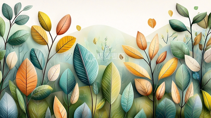 高清大图下载【趣麦麦图】彩色叶片植物背景