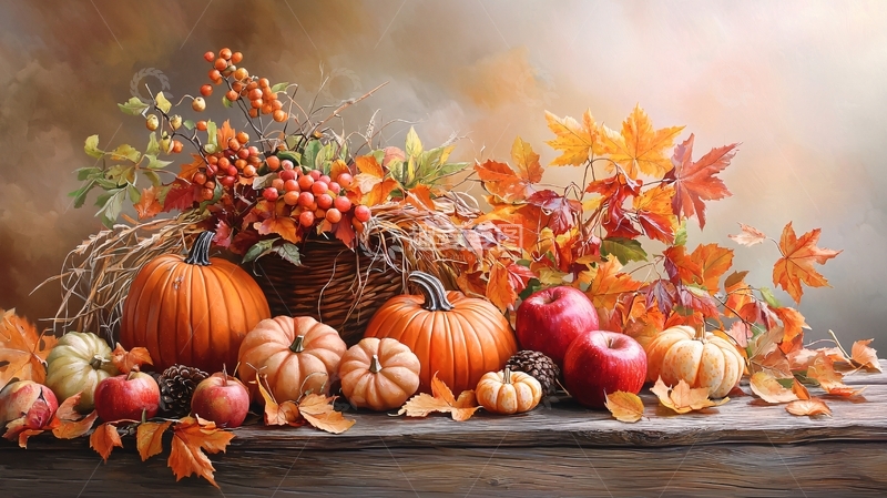 高清大图下载【趣麦麦图】秋季南瓜丰收静物