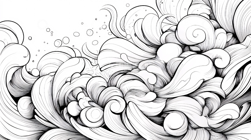 高清大图下载【趣麦麦图】手绘波浪线条黑白稿