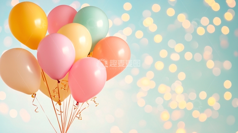 高清大图下载【趣麦麦图】彩色气球和散景背景