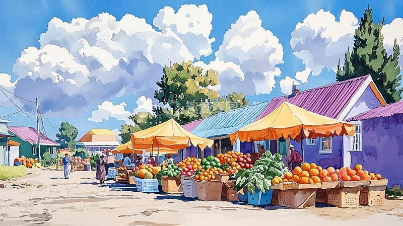 高清大图下载【趣麦麦图】乡村集市水果摊位