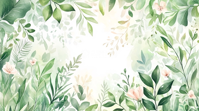 高清大图下载【趣麦麦图】水彩植物清新背景