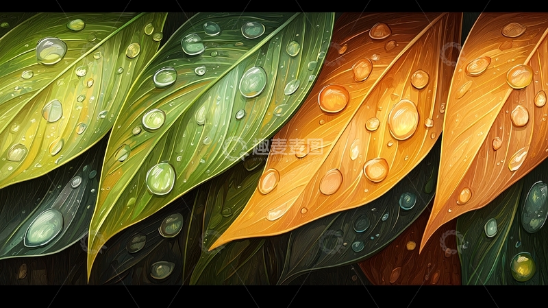 高清大图下载【趣麦麦图】叶子上的水滴