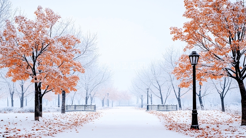 高清大图下载【趣麦麦图】雪后公园美景