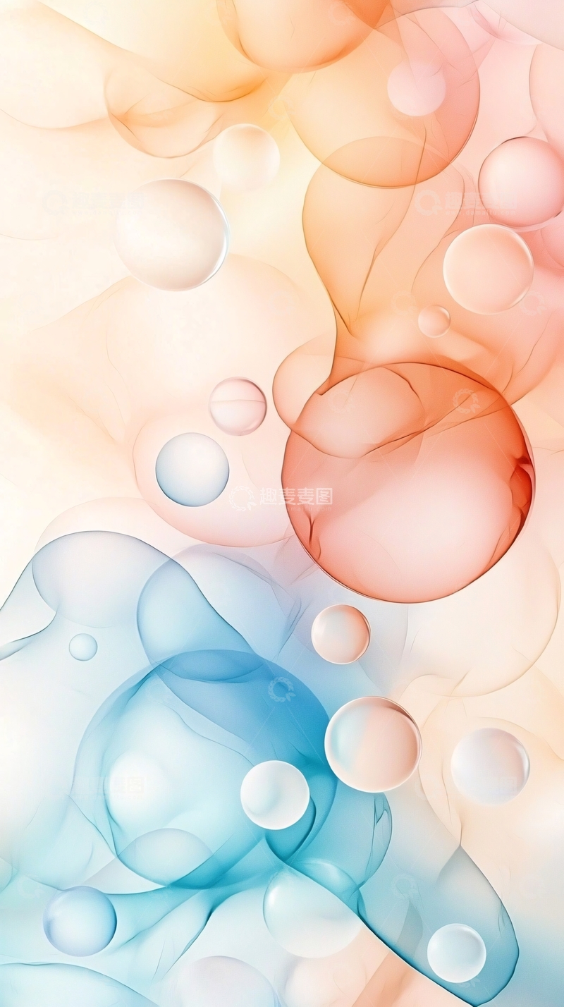 高清大图下载【趣麦麦图】梦幻水彩气泡背景