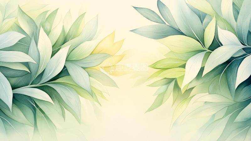 高清大图下载【趣麦麦图】清新淡雅的绿叶背景