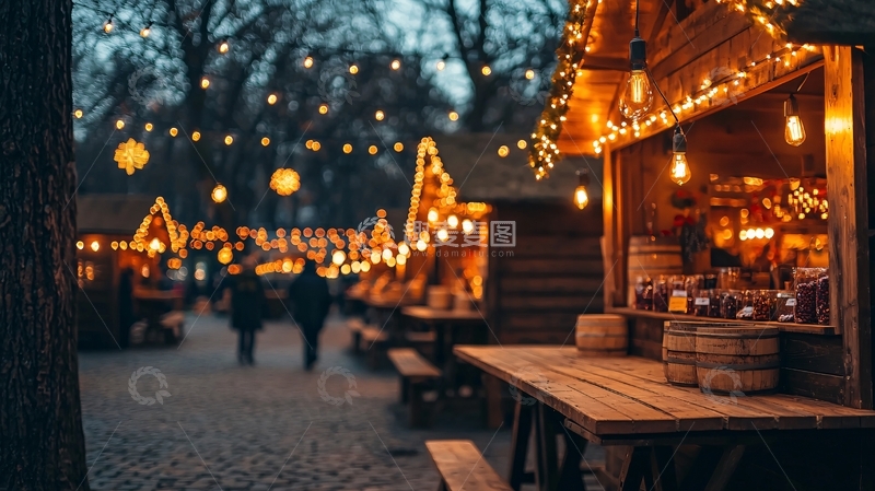 高清大图下载【趣麦麦图】夜晚节日集市温馨灯光