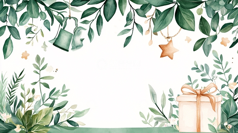 高清大图下载【趣麦麦图】绿色植物环绕的礼物