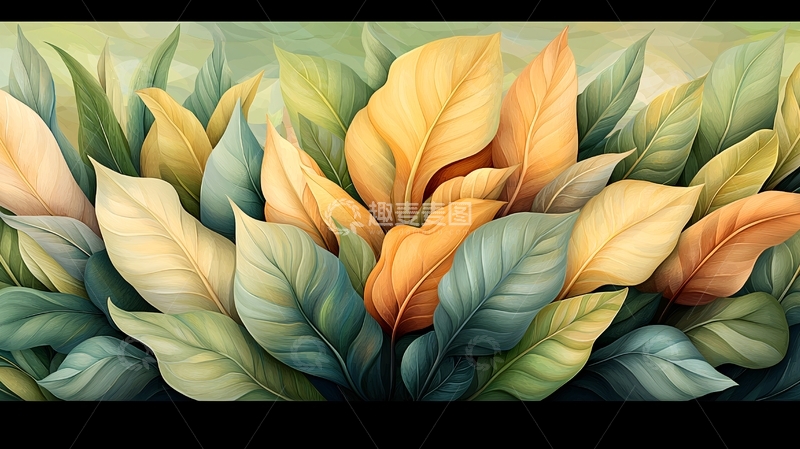 高清大图下载【趣麦麦图】艺术的叶子图案背景
