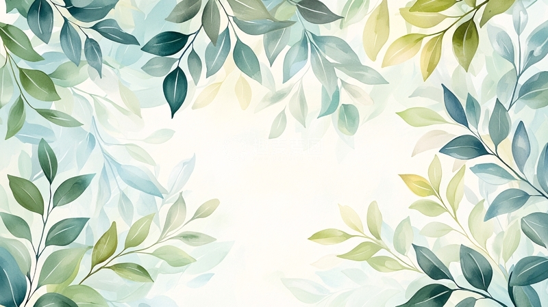 高清大图下载【趣麦麦图】清新淡雅的叶子背景