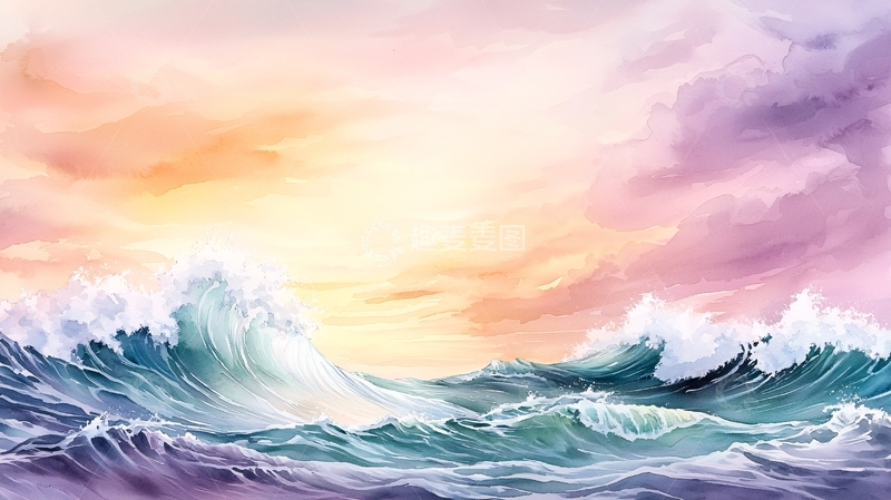 高清大图下载【趣麦麦图】波涛汹涌的彩色海面