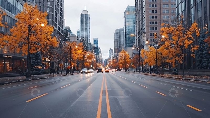 高清大图下载【趣麦麦图】城市街道秋景