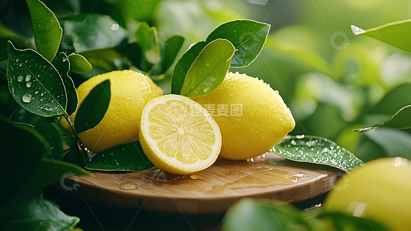高清大图下载【趣麦麦图】柠檬与绿叶的清新画面