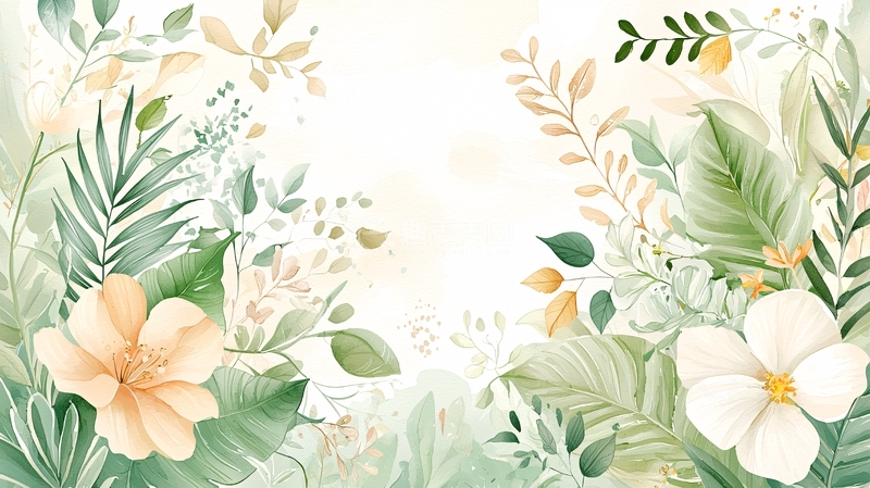 高清大图下载【趣麦麦图】水彩花卉植物背景