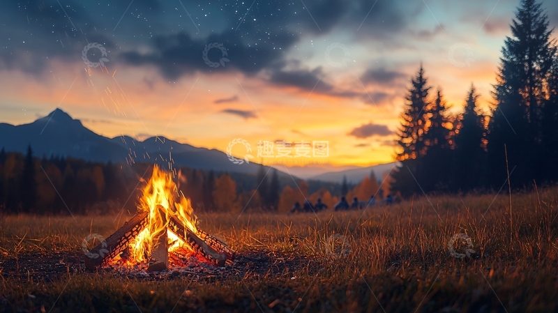 高清大图下载【趣麦麦图】篝火营地高清图片