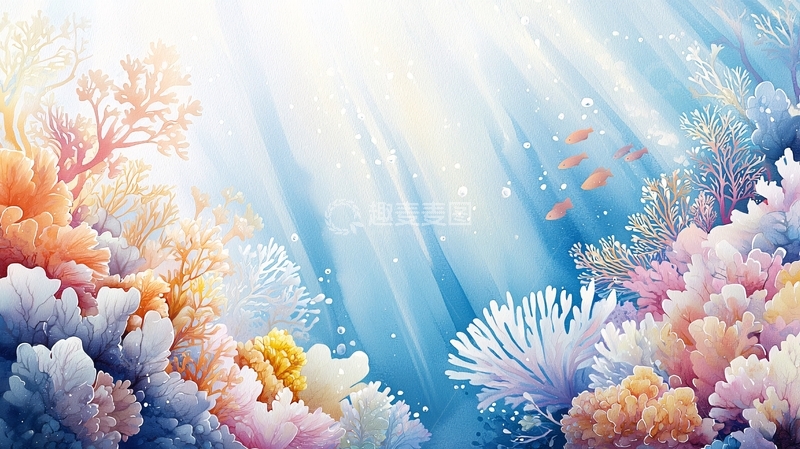 高清大图下载【趣麦麦图】海底阳光透过珊瑚礁的光芒