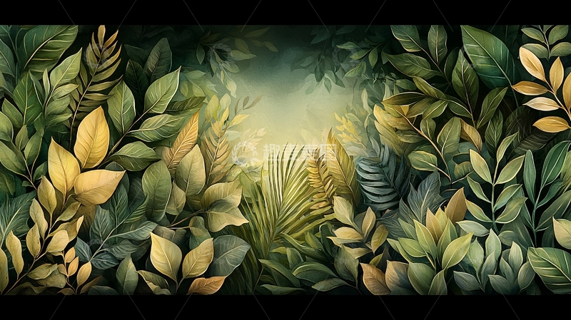 高清大图下载【趣麦麦图】茂密的绿叶丛林