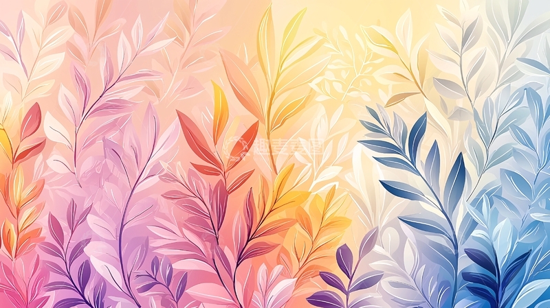 高清大图下载【趣麦麦图】渐变色叶子背景