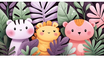 卡通动物丛林背景