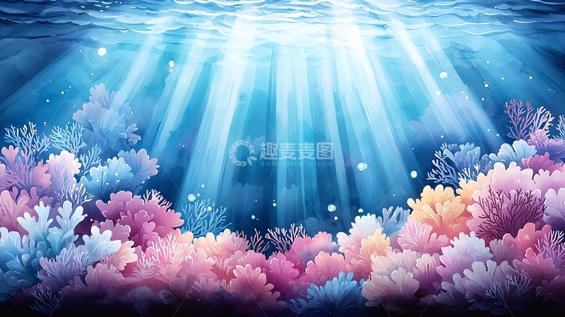 高清大图下载【趣麦麦图】海底世界光线梦幻