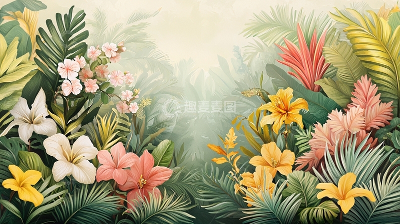 高清大图下载【趣麦麦图】热带花卉的清新背景