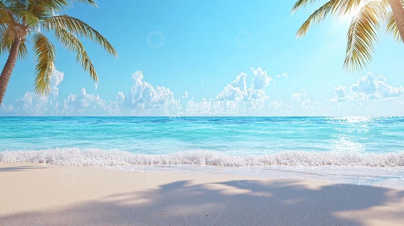 高清大图下载【趣麦麦图】海滩阳光椰树