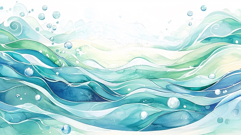 高清大图下载【趣麦麦图】水彩风格的波浪和气泡