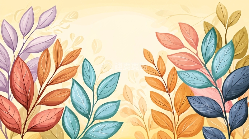 高清大图下载【趣麦麦图】彩色树叶背景图案