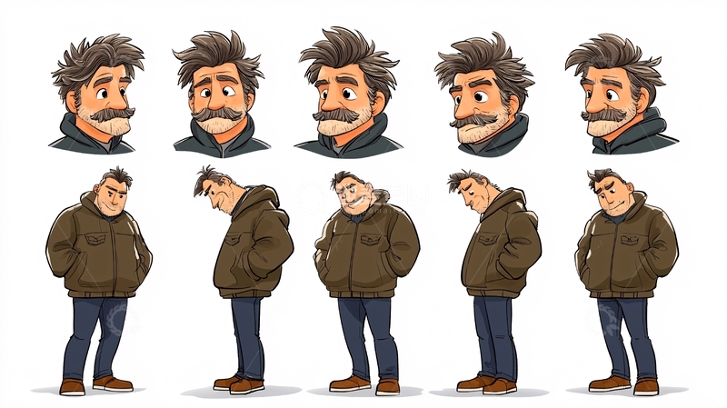 高清大图下载【趣麦麦图】卡通风格中年男子角色设计