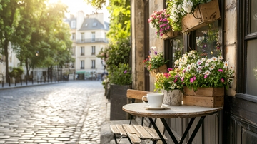 欧洲街角的咖啡馆