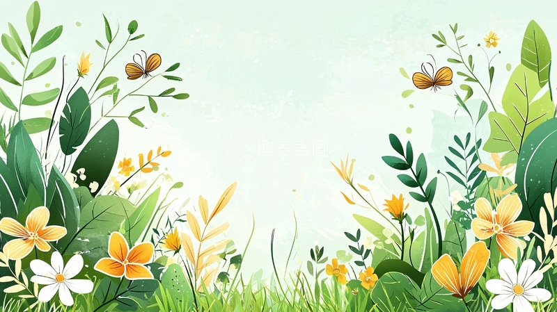 高清大图下载【趣麦麦图】清新田园风花草背景