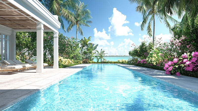 高清大图下载【趣麦麦图】海边别墅泳池景观