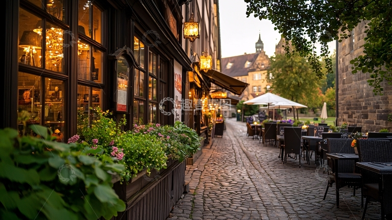 高清大图下载【趣麦麦图】欧洲小镇的温暖夜晚