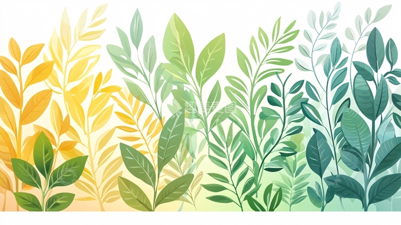 高清大图下载【趣麦麦图】植物叶片渐变色背景