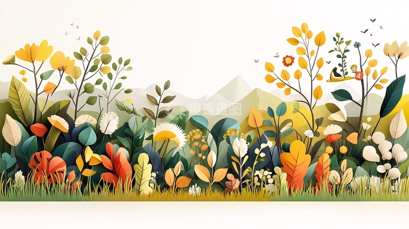 高清大图下载【趣麦麦图】鲜艳植物群落景观
