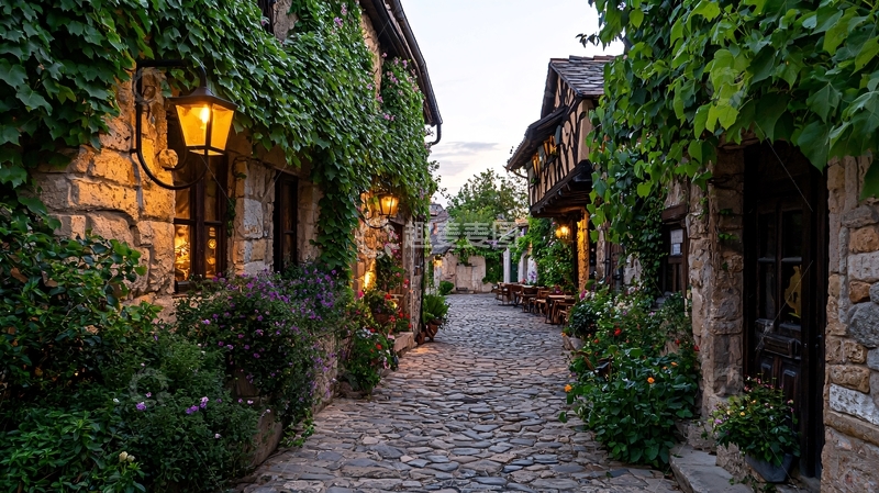 高清大图下载【趣麦麦图】石砌房屋小镇街道