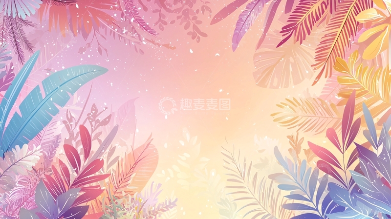 高清大图下载【趣麦麦图】粉色热带植物背景