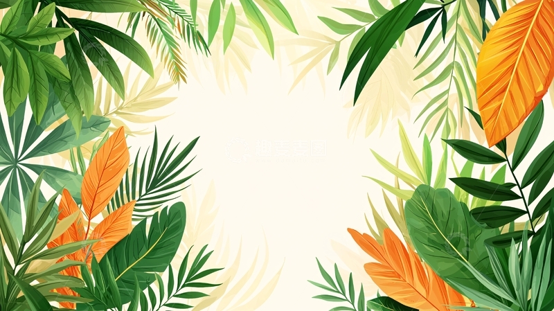高清大图下载【趣麦麦图】热带植物边框背景